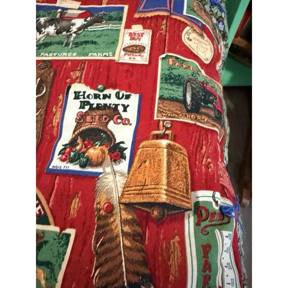 Handmade Quilt 54.5 X 73.5 Farmhouse Antiques Barn Cow Farm Western Blanket Barn